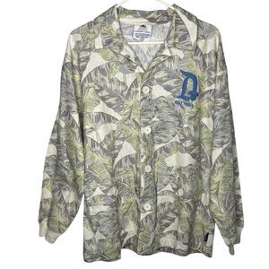 New! DISNEY SPIRIT JERSEY TROPICAL PALM BUTTON DOWN SHAKET GREEN/WHITE  SZ S
